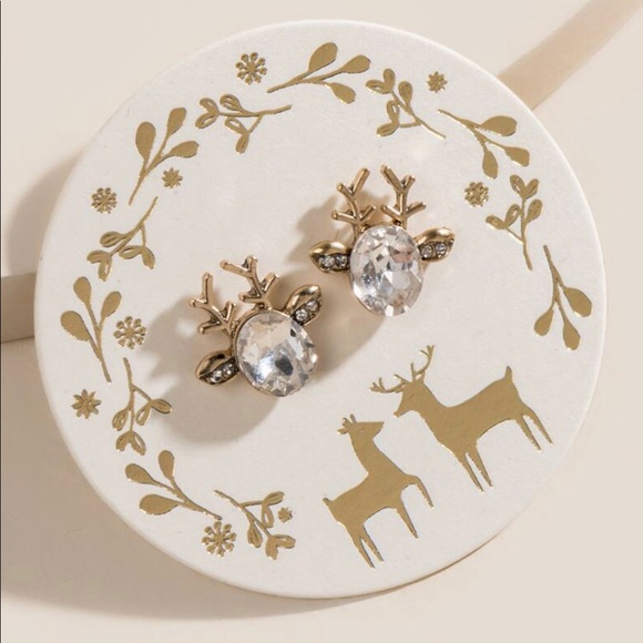 Francesca's Collections Jewelry - Francesca’s Reindeer Crystal Stud Earrings